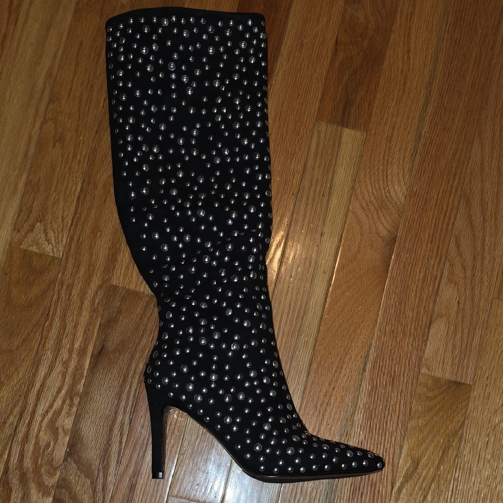 Lauren Lorraine Black Studded Heeled Boots